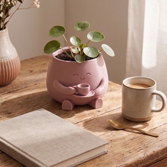 Barista Buddy Sevimli Karakter Tasarımlı Mini Sukulent ve Çiçek Saksısı