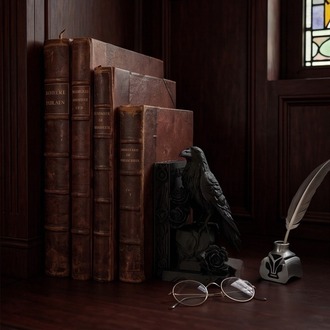Kuzgun Tasarımlı Dekoratif Kitap Tutucu - Gotik Raven Bookend Ofis ve Kütüphane Aksesuarı