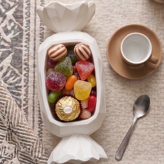 Bayram Şekeri Tasarımlı Dekoratif Şekerlik - Nostaljik İkram Kutusu - Candy Wrapper Box