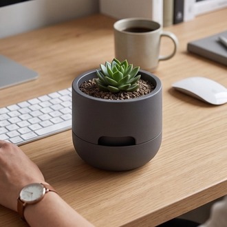 Akıllı Sulama Sistemli Modern Sukulent Saksısı - Self Watering Minimalist Tasarım