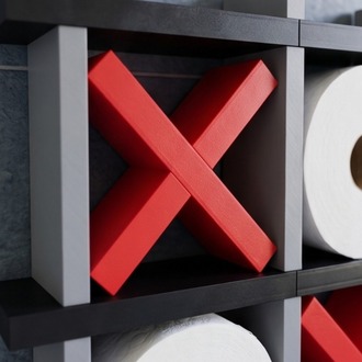 XOX Tasarımlı Tuvalet Kağıdı Rafı - Banyo Dekoratif - Tic-Tac-Toe Toilet Paper Holder