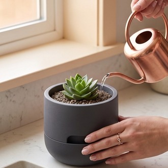Akıllı Sulama Sistemli Modern Sukulent Saksısı - Self Watering Minimalist Tasarım