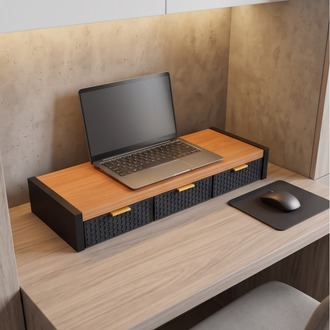 Ergonomik Çekmeceli Monitör Yükseltici Stand - Monitor Riser With Drawers
