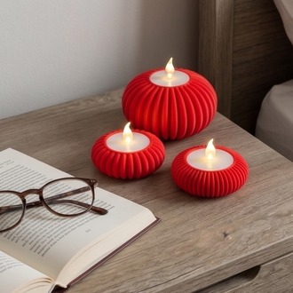 3'lü Set Dekoratif Masaüstü Aydınlatma Objesi - Minimalist Kırmızı Tasarım