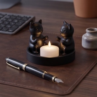Mistik Kedi Figürlü Tealight Mum Tutucu