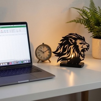 Lion Silhouette Dekoratif Masaüstü Aydınlatma ve Mum Tutucu