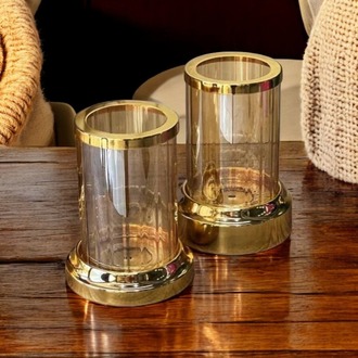 2 Lİ CAM MUMLUK- Gümüş ve Gold Renk Seçeneğiyle