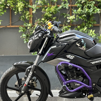 TVS RAİDER KİŞİYE ÖZEL METALİK MOR ÖN ARKA KORUMA DEMİRİ 