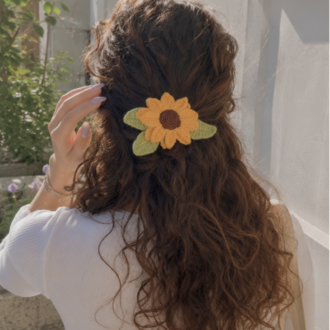 Vintage Stil El Yapımı Ayçiçeği Örgü Saç Tokası