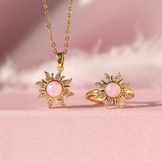 Rapunzel Opal Güneş Kolye & Yüzük Set