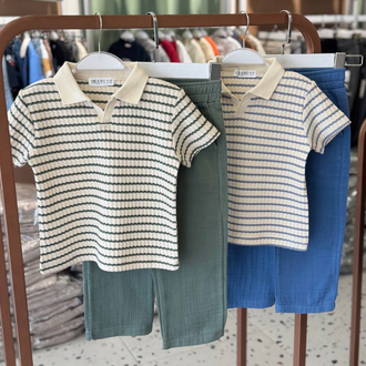 İndigo Polo Yaka Müslin Set