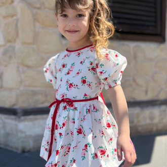 Poplin Kumaş Çiçekli Balon Elbise