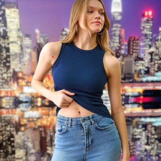 Fit Lacivert Ribana Atlet-Crop