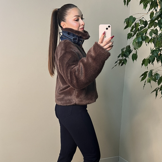 Kahve Yumoş Jean Detaylı Mont