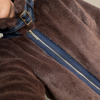Kahve Yumoş Jean Detaylı Mont