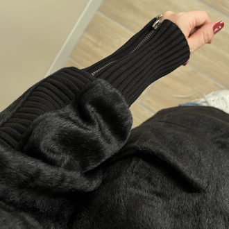Fermuarlı Angora Kaban Siyah Renk