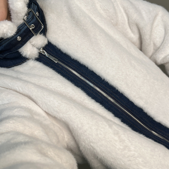 Krem Yumoş Jean Detaylı Mont