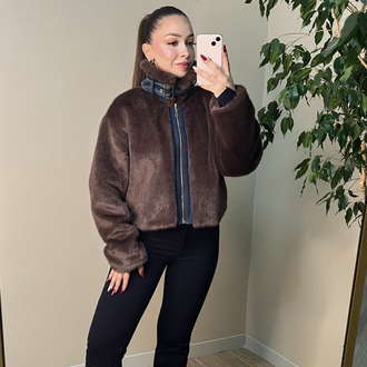 Kahve Yumoş Jean Detaylı Mont
