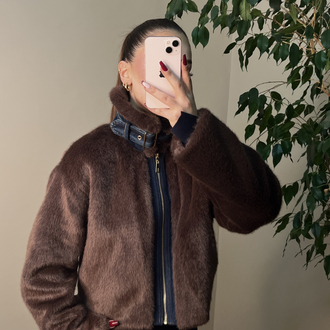 Kahve Yumoş Jean Detaylı Mont