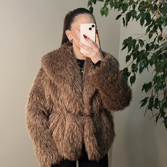 Kemerli Kürk Camel Renk