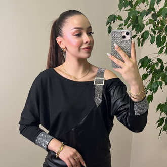 Omuz Taşlı Triko Bluz