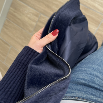 Fermuarlı Angora Kaban Lacivert Renk