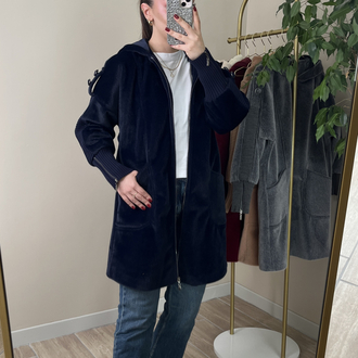 Fermuarlı Angora Kaban Lacivert Renk