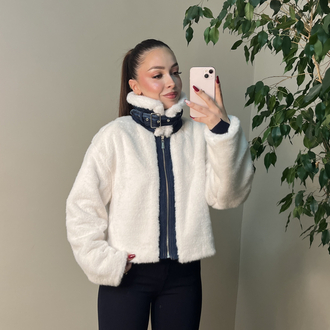 Krem Yumoş Jean Detaylı Mont