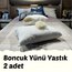 2 ADET Doğal Boncuk Kuzu Yünü Yastık 50x70 cm 2x1000 gr Merinos Kuzu Yünü