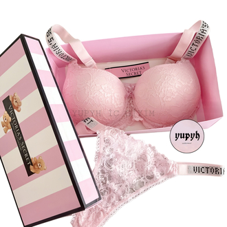 Victoria’s Secret Toz Pembe Taşlı Dantelli Sütyen Takım