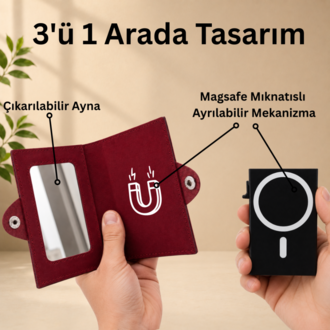 3'ü 1 Arada Kişiselleştirilebilir Hakiki Deri Cüzdan – Ayrılabilir MagSafe Kartlık