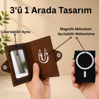 3'ü 1 Arada Kişiselleştirilebilir Hakiki Deri Cüzdan – Ayrılabilir MagSafe Kartlık