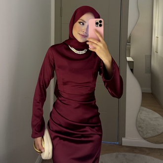 Swan Dress Bordo Rengi
