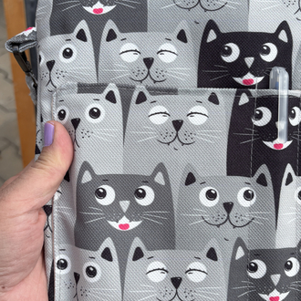 Kedi Desenli Askılı Tablet Çantası