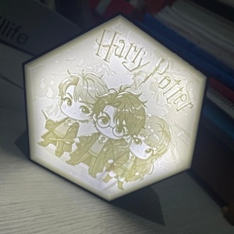 Harry Potter Temalı Altıgen Gece Lambası - Işıklı Masaüstü Pano