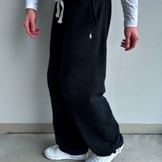 Polo Ralph Lauren Siyah Renk Beyaz Nakış Detaylı Oversize Eşofman Altı 