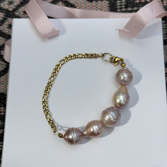Pembe Barok İnci Bileklik