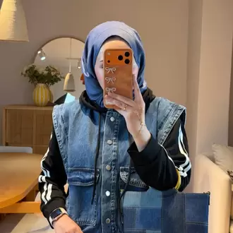 Denim Detaylı Garnili Takım