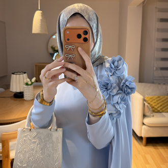 Alina Mavi Güllü Elbise