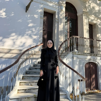 Alina Siyah Güllü Elbise