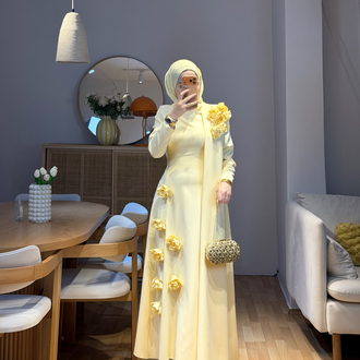 Alina Sarı Güllü Elbise