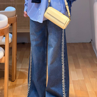 İnci Detaylı Denim Pantolon
