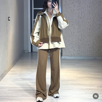 Camel Kapüşonlu Garnili Takım Premium