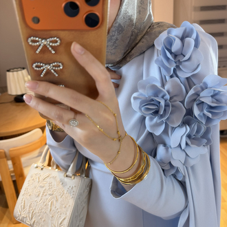 Alina Mavi Güllü Elbise