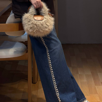İnci Detaylı Denim Pantolon