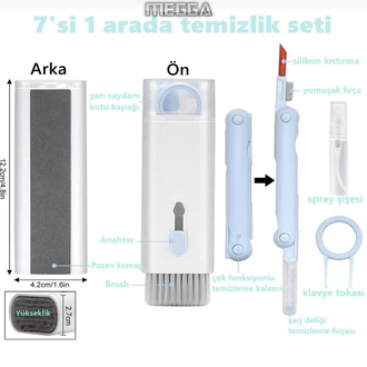 Çok fonksiyonlu 7in1 kulaklık,klavye ve ekran Temizlik kiti Temizleyici kit 7 ln 1 temizleme