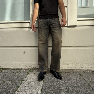 Dust Washed Denim Low Rise Straight Fit