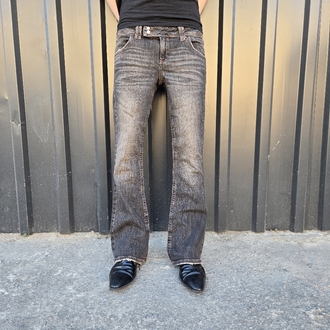 Bootcut Denim Low Rise Pants Faded Dark Brown 