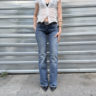 Flare Bootcut Washed Blue Whit Spike Stone