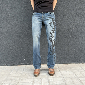 Bootcut Tribal Relaxed Fit Low Rise Jean